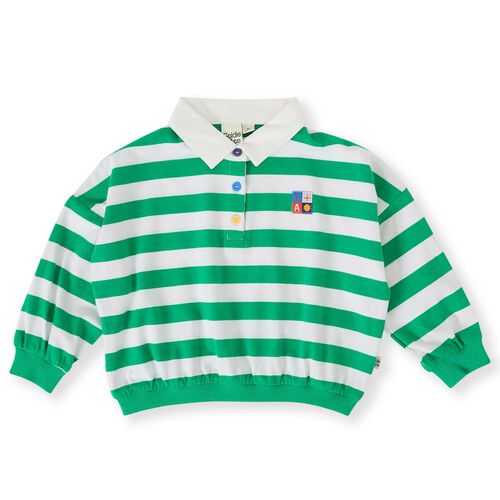 Goldie + Ace Wide Stripe Relaxed Rugby Sweat Top 3-5Y